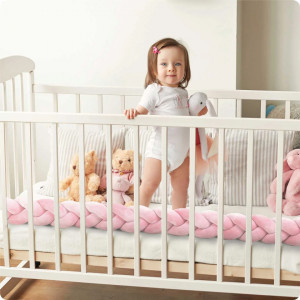 Protectie impletita pentru patut copii, 300 cm, Ricokids, Pink