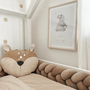 Protectie impletita pentru patut copii, din bumbac catifelat, Sparrow, Velvet Capuccino, 200 cm