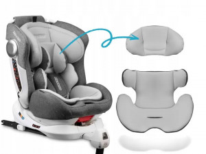 Scaun auto pivotant, pentru copii 0 - 36 kg, cu picior de stabilizare, sistem isofix, rotatie 360 grade, de la nastere la 12 ani, Ricokids, Stigo, Grey