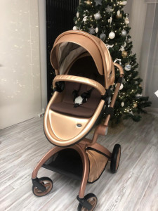 Set 3 in 1 - Carucior Hot Mom Premium Champagne 2 in 1 + Scoica auto Joie Gemm Foggy Gray