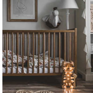 Set Patut Bebe Din Lemn Masiv Woodies Stardust Vintage, 120 cm x 60 cm + Saltea Cocos Confort II 10 c