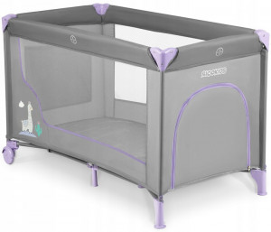 Set Patut pliabil pentru copii, 120 x 60 cm, Ricokids, RK-240, Lavenda Grey cu Saltea Pliabila din Spuma si Cocos, pentru Patut Copii, 120 x 60 cm, MyKids, 08083