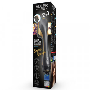 Adler - Uscator de par 2in1 tip perie, 3 trepte viteza, ionizare, 1300W, AD-2023