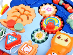 Antemergator interactiv 2in1 cu 4 roti, transformabil in Masuta interactiva pentru activitati, cu panou de jucarii, sunete cu reglarea volumului, Jokomisiada, ZA3252