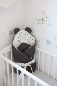 Babyhorn, paturica de infasat multifunctionala, 73 x 73 cm, Tiny Star, Sweet Confetti Graphite