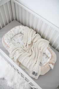 Babynest pentru copii, 80 x 50 cm, ajustabil, portabil, reductor patut, Tiny Star, Grain & Ivory