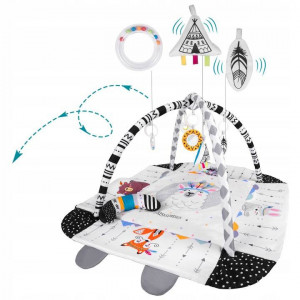 Covoras educational pentru copii, interactiv, multifunctional, cu oglinda, 110 x 100 cm, Ricokids, Boho