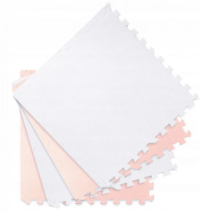 Covoras puzzle din spuma pentru copii, 120x120cm, 4 piese, Ricokids, 7504, Alb Piersica