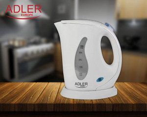 Fierbator electric, apa calda pentru cafea, ceai, lapte praf, Adler, AD 02, 760W, 0.6 litri, Alb, Severno