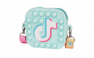Jucarie senzoriala 4 in1, Fidget Toys, Geanta cu bule Pop It pentru copii, TikTok , Turcoaz