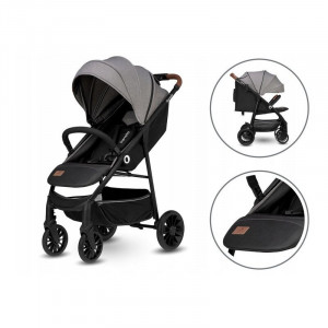Lionelo - Carucior sport pentru copii Zoey, De la nastere, Cu accesorii, Cadru din aluminiu, 0- 15 kg, Gri