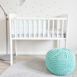 Mini Patut pentru copii, Woodies Safe Dreams Classic Crib, 90 x 40 cm, din lemn de pin, laterale MDF, Alb
