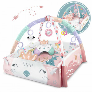 Nukido - Covoras educativ pentru copii, multifunctional, pereti reglabili, 7 jucarii interactive, oglinda, 110 x 100 cm Pasari
