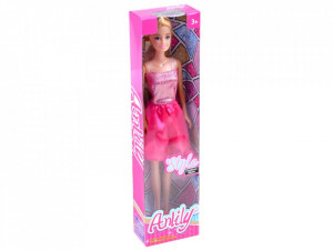 Papusa Anily, cu par lung si rochie roz, 30 cm