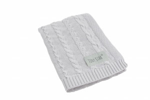Patura tricotata din bumbac pentru copii, 80 x 100 cm, Tiny Star Light Grey