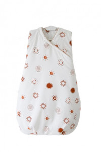 Sac de dormit pentru bebelusi Tiny Star Sunshine, 75 cm, Bumbac, Alb / Imprimeu Soare