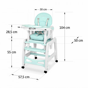 Scaun de masa 5 in 1, balansoar, hranire, joaca, scaun cu masa, Ricokids, Sinco, Turcoaz