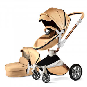 Set 3 in 1 - Carucior Hot Mom 360 Champagne 2 in 1 + Scoica auto Joie i-Size i-Gemm 2 Shale