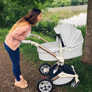 Set 4 in 1 - Carucior Hot Mom 360 Gri 2 in 1 + Scoica auto Joie Gemm Foggy Grey, 0-13kg + Baza isofix i-Base