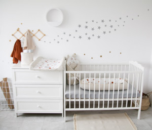 Set 77 Stickere Argintii pentru perete, decor pentru camera copilului, Tiny Star Sylver
