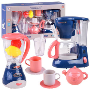 Set de jucarii pentru bucatarie, Blender, Cafetiera, cani, pahare, accesorii