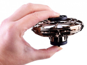 Spinner zburator antistres, Flying Gyro, cu functie de bumerang, incarcator USB, lumini LED, negru