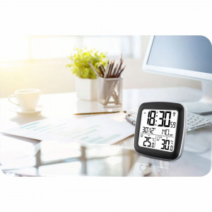 Statie meteo cu afisare ceas, alarma, temperatura, interior-exterior, Berdsen, BD-903, Argintiu