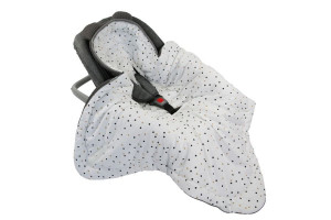 Tiny Star - Husa Pentru Scaun Auto Sweet Confetti Graphite, Paturica De Infasat, Cocon, Fixata Cu Sistem Velcro