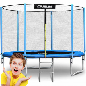 Trambulina pentru copii, Neo-Sport, 312 cm, 6 / 10 ft, cu plasa interioara si scara metalica, greutate maxima 150 kg