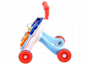Antemergator interactiv 2in1 cu 4 roti, transformabil in Masuta interactiva pentru activitati, cu panou de jucarii, sunete cu reglarea volumului, Jokomisiada, ZA3252