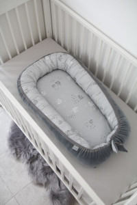 Babynest Mist & Steel Cuib Pentru Bebelusi, Ajustabil, Portabil, Reductor Patut, Tiny Star