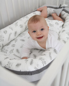 Babynest pentru copii, 80 x 50 cm, ajustabil, portabil, reductor patut, Tiny Star, Bambus, Fern