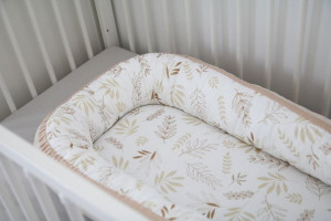 Babynest pentru copii, 80 x 50 cm, ajustabil, portabil, reductor patut, Tiny Star, Grain & Ivory