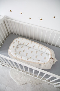 Babynest Tiny Star Rainbow&Beige, cuib pentru bebelusi, ajustabil, portabil, reductor patut
