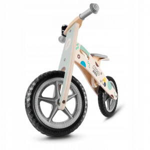 Bicicleta de echilibru din lemn pentru copii, cu geanta si clopotel, Ricokid, RC-610