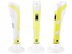 Creion 3D Magic de colorat in spatiu, insertie colorata 6 m, incarcare USB, Galben