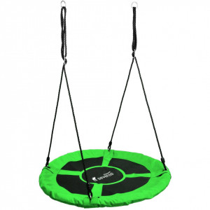 Leagan pentru copii rotund, tip cuib de barza, suspendat, 100 cm, 150 kg, Severno, Verde