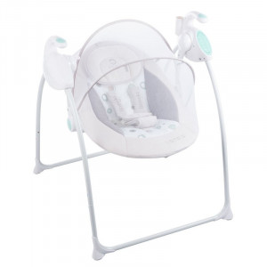 Lionelo - Balansoar Electric pentru Copii, Cu Senzor de Plans, Carusel electric si proiector, Cu melodii, 68x68 cm, Robin Beige