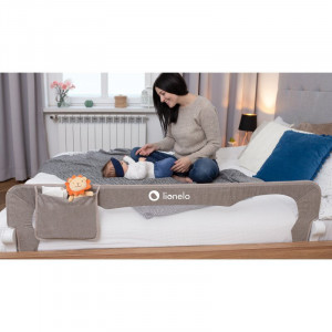 Lionelo - Bariera protectie patut pentru copii Eva , Cu buzunar accesorii, 150x35 cm, Gri