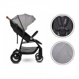 Lionelo - Carucior sport pentru copii Zoey, De la nastere, Cu accesorii, Cadru din aluminiu, 0- 15 kg, Gri
