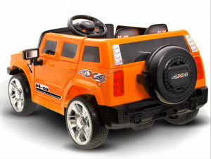 Masinuta electrica cu 2 locuri pentru copii, 2 motoare 12V , 2 baterii 6V/4Ah, telcomanda 2.4Ghz, Hummer Velocity, Portocaliu