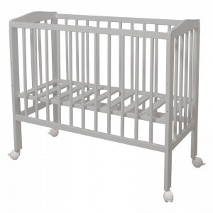 Patut pentru copii 2in1, 90 cm x 55 cm, lemn de fag, vopsea certificata, roti blocabile, laterala detasabila, co-sleeping, Saltea inclusa, Waldin, Gri
