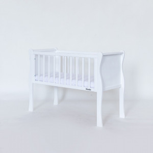Patut suplimentar pentru copii, 90 x 40 cm, din lemn de pin, laterale MDF, Woodies Safe Dreams, Noble Crib, Alb
