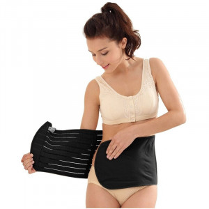 Qmini - Centura postnatala abdominala, Reglabila, Cu Velcro, L, Negru
