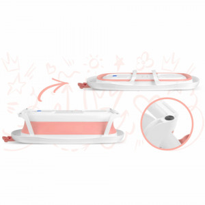 Ricokids - Cadita pliabila pentru bebelusi , cu Senzor de temperatura, Perna inclusa, Roz