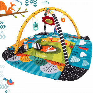 Ricokids - Covoras educational pentru copii, interactiv, multifunctional, cu oglinda, 110 x 100 cm Povestea Vulpii Lisek