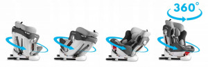 Scaun auto pivotant, pentru copii 0 - 36 kg, cu picior de stabilizare, sistem isofix, rotatie 360 grade, de la nastere la 12 ani, Ricokids, Stigo, Grey