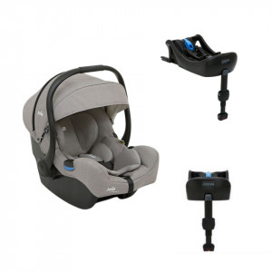 Set 4 in 1 - Carucior Hot Mom Premium Grey 2 in 1 + Scoica auto Joie i-Size i-Gemm 2 Pebble + Baza isofix i-Base
