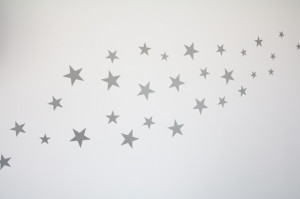 Set 77 Stickere Argintii pentru perete, decor pentru camera copilului, Tiny Star Sylver