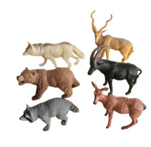 Set Figurine Animale salbatice romanesti din padure , 6 piese, multicolor